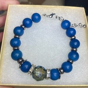 Handmade dyed blue stone bracelet
